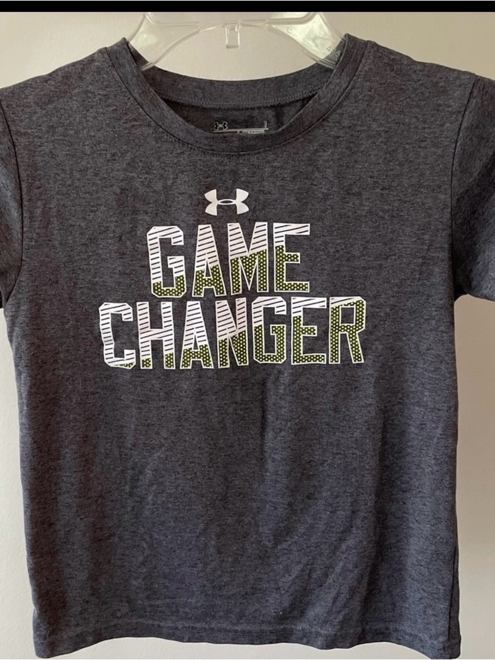 Under Armour HeatGear Performance Tee - Charcoal Gray with White and Green Logo